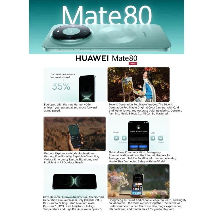 HUAWEI Mate 80、12GB+256GB、側面指紋認証、6.75インチ HarmonyOS 6.0 Kirin 9020、NFC、OTG、Google Play非対応、12GB+256GB