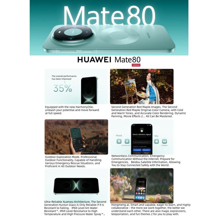 HUAWEI Mate 80、16GB+512GB、側面指紋認証、6.75インチ HarmonyOS 6.0 Kirin 9020、NFC、OTG、Google Play非対応、16GB+512GB