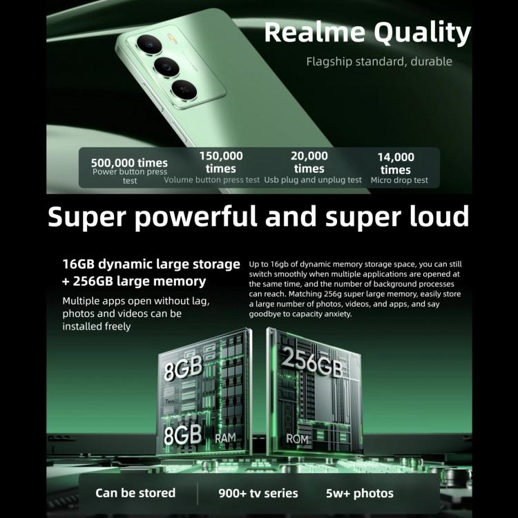 Realme V70、8GB+256GB、6.67インチ Realme UI 6.0 Android 15 Dimensity 6300 5G オクタコア、ネットワーク：5G、8GB+256GB