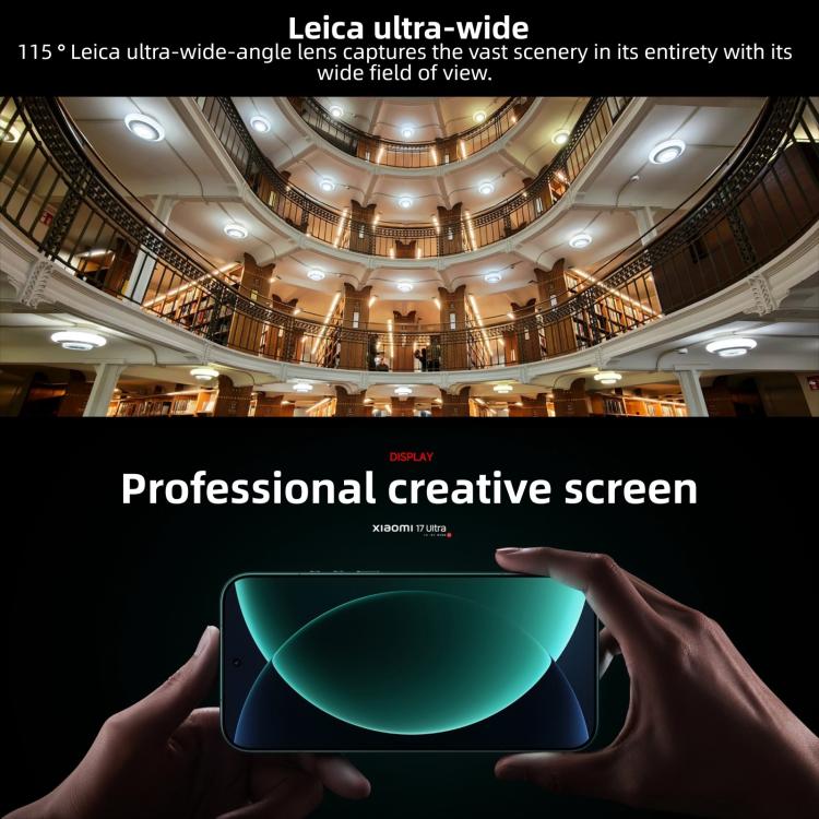 Xiaomi 17 Ultra、12GB+256GB、3D超音波指紋認証、6.9インチ Xiaomi HyperOS 3 Snapdragon 8 Elite Gen 5 オクタコア、NFC、ネットワーク：5G、12GB+512GB、12GB+256GB
