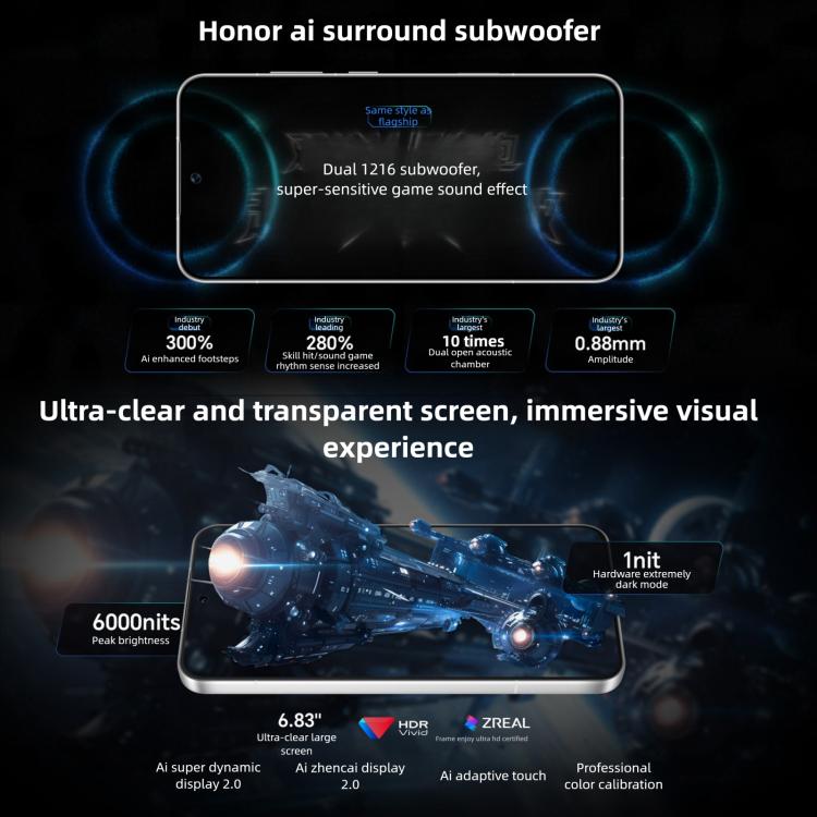 Honor WIN RT、16GB+1TB、3D超音波指紋認証、10000mAhバッテリー、6.83インチ MagicOS 10.0 / Android 16 Snapdragon 8 Elite オクタコア、ネットワーク：5G、NFC、OTG、16GB+1TB