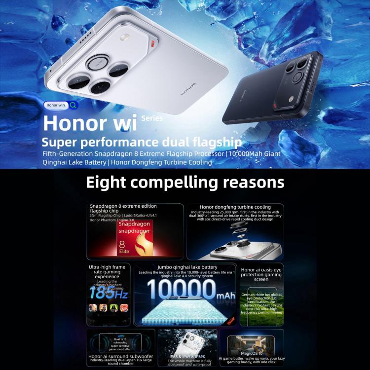Honor WIN RT、16GB+512GB、3D超音波指紋認証、10000mAhバッテリー、6.83インチ MagicOS 10.0 / Android 16 Snapdragon 8 Elite オクタコア、ネットワーク：5G、NFC、OTG、16GB+512GB