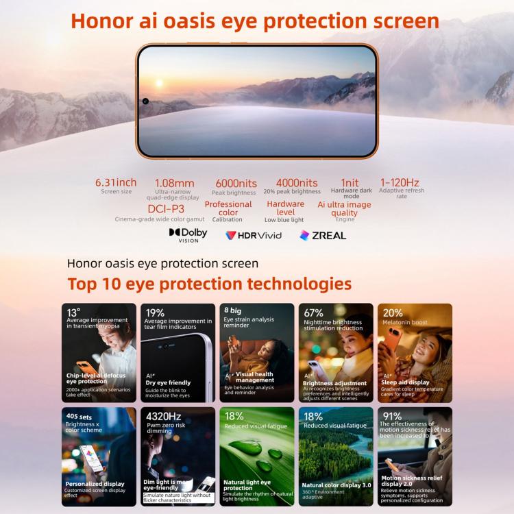 Honor Magic8 Pro Air、12GB+512GB、画面指紋認証、6.31インチ MagicOS 10.0 / Android 16 Dimensity 9500 オクタコア、ネットワーク：5G、NFC、OTG、12GB+512GB