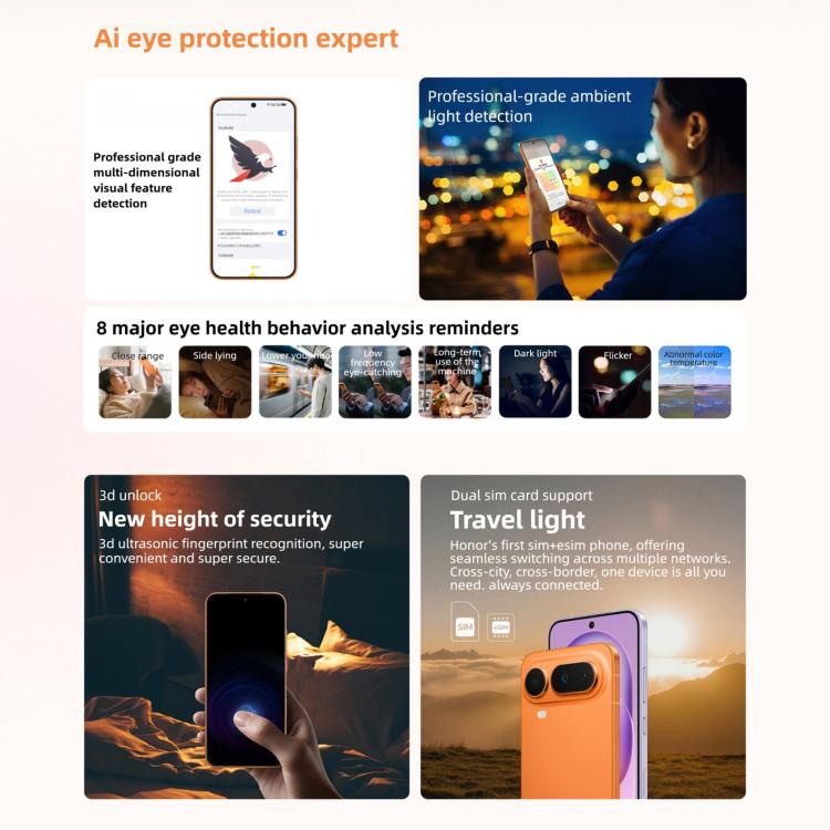 Honor Magic8 Pro Air、16GB+512GB、画面指紋認証、6.31インチ MagicOS 10.0 / Android 16 Dimensity 9500 オクタコア、ネットワーク：5G、NFC、OTG、16GB+512GB