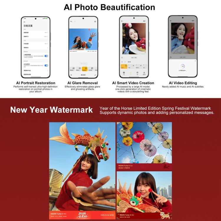 Xiaomi REDMI Turbo 5 Max、12GB+256GB、6.83インチ Xiaomi HyperOS 3 Dimensity 9500s オクタコア、NFC、ネットワーク：5G、12GB+256GB
