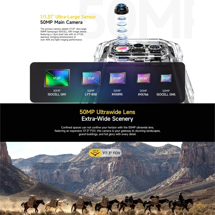 Ulefone Armor 27 Pro 頑丈スマートフォン、12GB+256GB、ナイトビジョン、10600mAh、6.78インチ Android 14 MediaTek Dimensity 6300 オクタコア、ネットワーク：5G、NFC、Armor 27 Pro