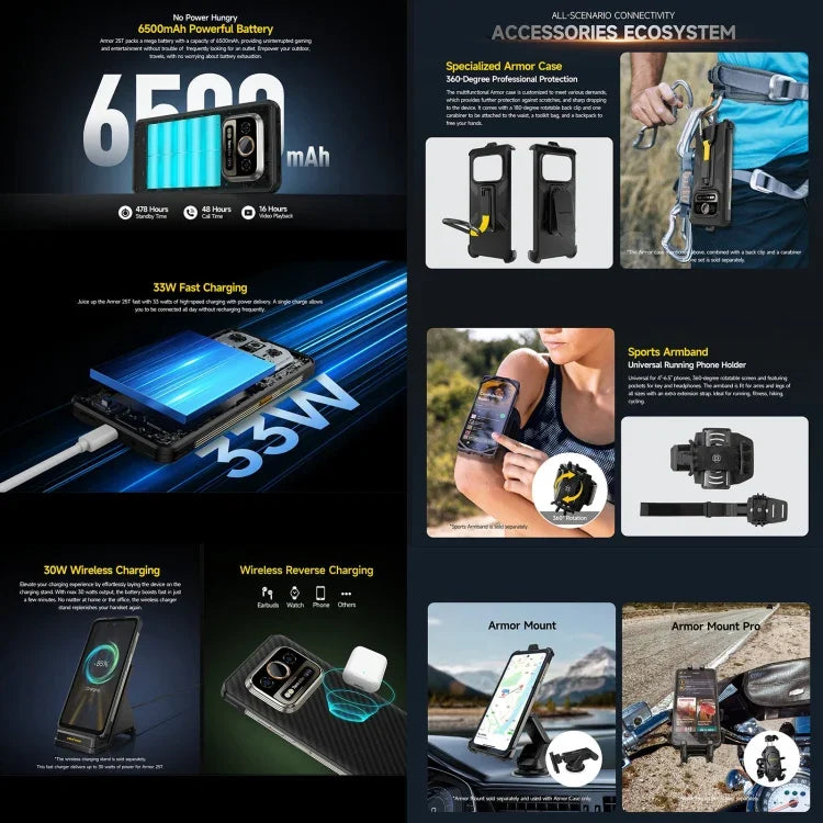 Ulefone Armor 25T 頑丈スマートフォン、6GB+256GB、サーマルイメージング、6.78インチ Android 14 MediaTek Helio G99 オクタコア、ネットワーク：4G、NFC、OTG、Armor 25T