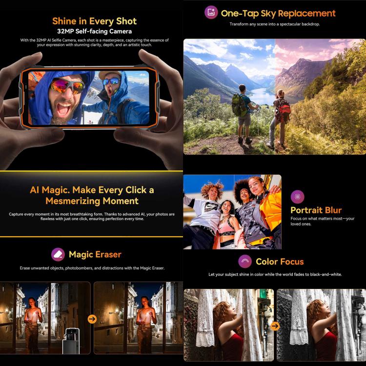 Blackview BL7000 頑丈スマホ、8GB+256GB、6.78インチ Android 15 MediaTek Dimensity 6300 オクタコア、ネットワーク：5G、NFC、OTG、8GB+256GB