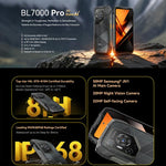 Blackview BL7000 頑丈スマホ、8GB+256GB、6.78インチ Android 15 MediaTek Dimensity 6300 オクタコア、ネットワーク：5G、NFC、OTG、8GB+256GB