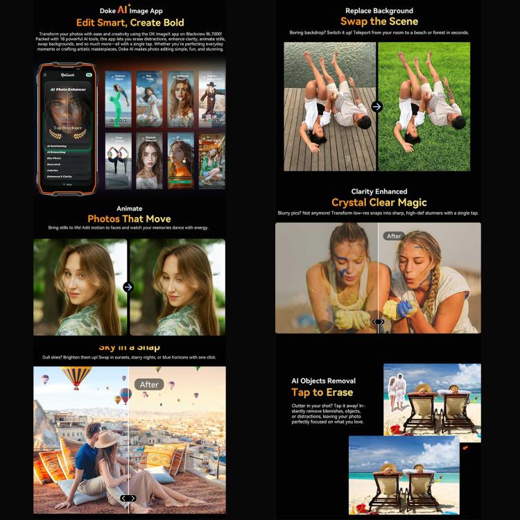 Blackview BL7000 頑丈スマホ、8GB+256GB、6.78インチ Android 15 MediaTek Dimensity 6300 オクタコア、ネットワーク：5G、NFC、OTG、8GB+256GB