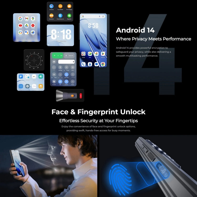 Oukitel WP52 5G 頑丈スマートフォン、4GB+256GB、6.6インチ Android 14.0 MediaTek Dimensity 6100+ オクタコア 3.0GHz、NFC、OTG、ネットワーク：5G、WP52