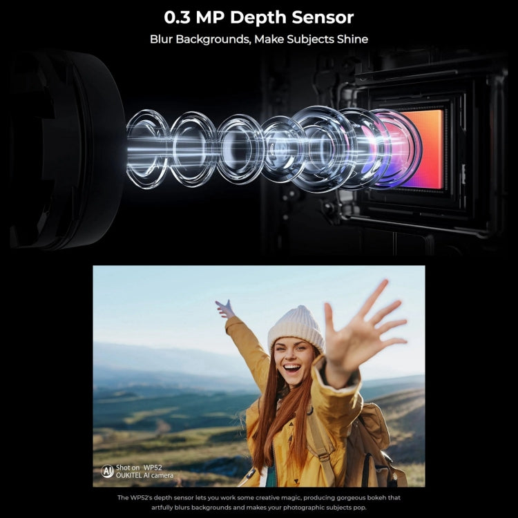 Oukitel WP52 5G 頑丈スマートフォン、4GB+256GB、6.6インチ Android 14.0 MediaTek Dimensity 6100+ オクタコア 3.0GHz、NFC、OTG、ネットワーク：5G、WP52