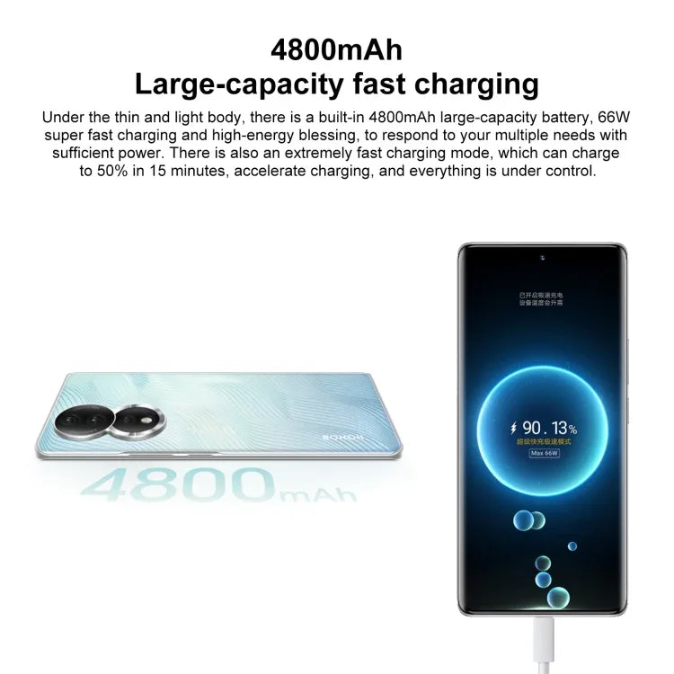 トリプル背面カメラ、画面内指紋認証、6.67インチ Magic UI 7.0 Qualcomm Snapdragon 782G オクタコア 最大2.7GHz、ネットワーク：5G、OTG、NFC、Google Play非対応、Honor 80 5G、8GB+256GB