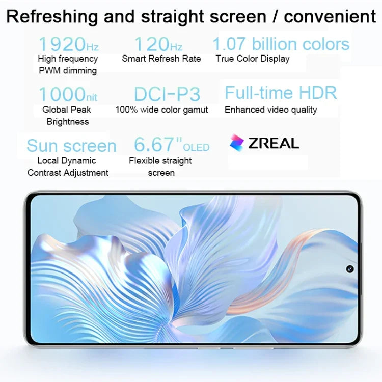 トリプル背面カメラ、画面内指紋認証、6.67インチ Magic UI 7.0 Qualcomm Snapdragon 8+ Gen1 オクタコア 最大3.0GHz、ネットワーク：5G、OTG、NFC、Google Play非対応、Honor 80 Pro Flat 5G、12GB+256GB