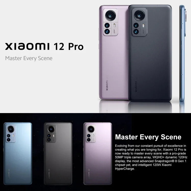 トリプル背面カメラ、顔認証＆画面内指紋認証、4600mAhバッテリー、6.73インチ MIUI 13 / Android 12 Snapdragon 8 Gen 1 オクタコア 最大3.0GHz、ネットワーク：5G、NFC、Xiaomi 12 Pro グローバルEU版