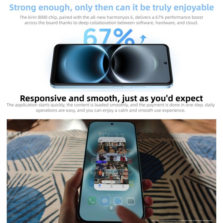 HUAWEI Enjoy 90 Plus、8GB+256GB、側面指紋認証、6.67インチ HarmonyOS 6.0 Kirin 8000、OTG、Google Play非対応、8GB+256GB
