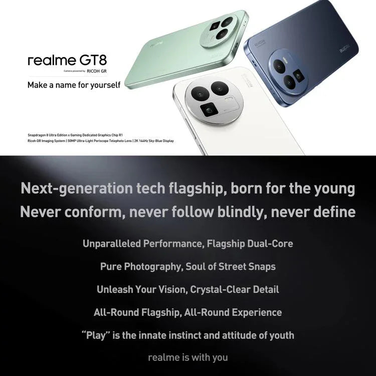Realme GT8、16GB+256GB、6.79インチ Realme UI 7.0 Android 16 Snapdragon 8 Elite オクタコア、NFC、OTG、ネットワーク：5G、16GB+256GB、Realme GT8、16GB+256GB