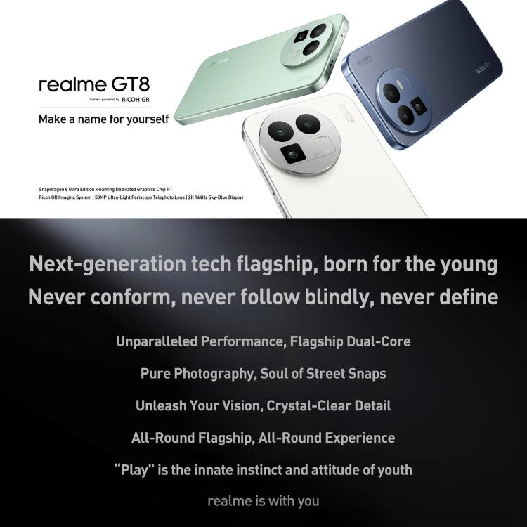 Realme GT8、16GB+1TB、6.79インチ Realme UI 7.0 Android 16 Snapdragon 8 Elite オクタコア、NFC、OTG、ネットワーク：5G、Realme GT8、16GB+1TB、16GB+1TB