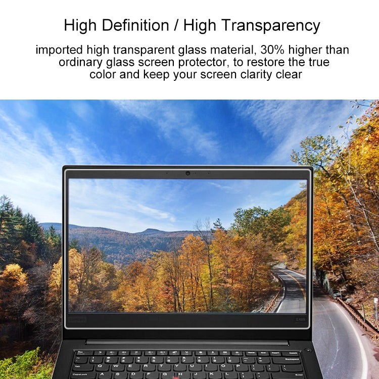 0.4mm 9H 表面硬度 フルスクリーン 強化ガラスフィルム Lenovo ThinkPad E485 14インチ用, Lenovo E485