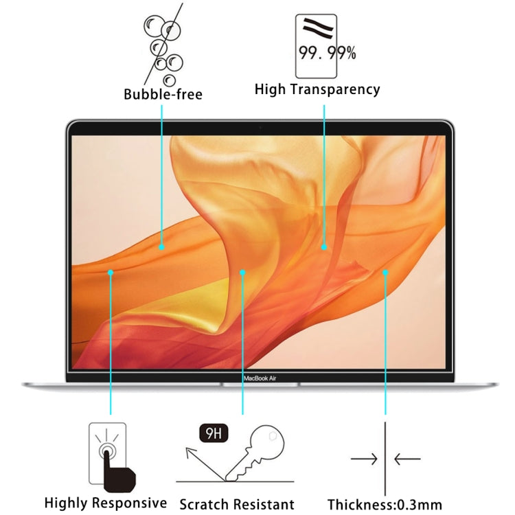 2枚セット 0.26mm 9H表面硬度 耐爆強化ガラスフィルム MacBook Air 13.3 (2018)用