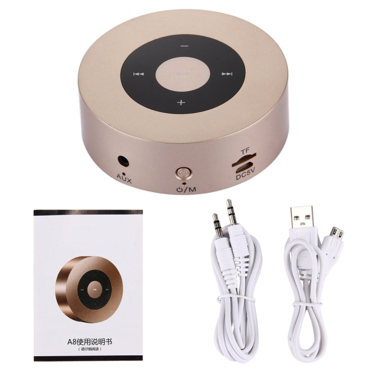 A8 ポータブルステレオ Bluetoothスピーカー 内蔵マイク付き ハンズフリー通話 / TFカード / AUX入力対応 ピンク、シルバー、ゴールド、グレー、レッド