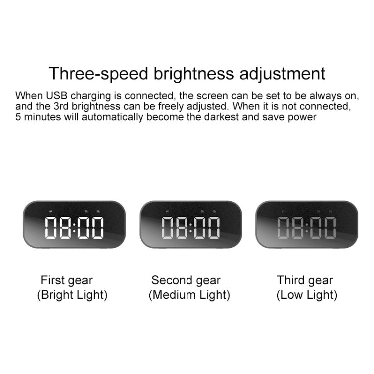 AEC BT501 Bluetooth 5.0 ミニスピーカー LED＆アラームクロック＆時計＆ミラー付き、32G TFカード対応、BT501