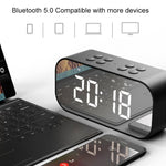 AEC BT501 Bluetooth 5.0 ミニスピーカー LED＆アラームクロック＆時計＆ミラー付き、32G TFカード対応、BT501