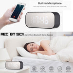 AEC BT501 Bluetooth 5.0 ミニスピーカー LED＆アラームクロック＆時計＆ミラー付き、32G TFカード対応、BT501