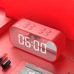 AEC BT501 Bluetooth 5.0 ミニスピーカー LED＆アラームクロック＆時計＆ミラー付き、32G TFカード対応、BT501