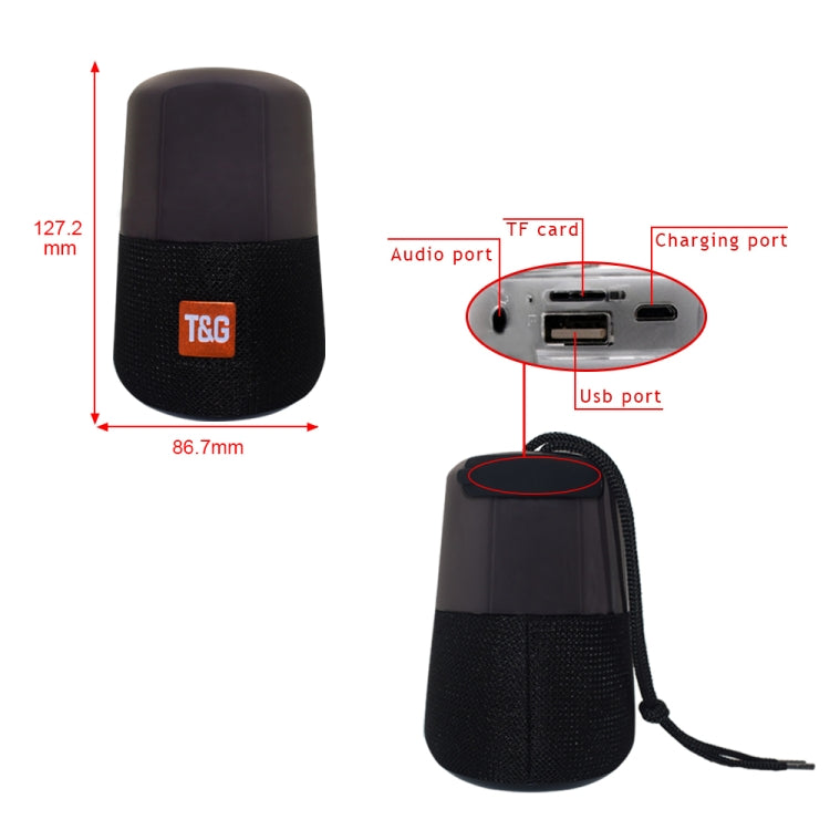T&G TG168 ポータブルワイヤレスBluetooth V5.0 ステレオスピーカー ハンドル付き、内蔵マイク、点滅LEDライト＆TFカード＆Uディスク＆AUX IN＆FM対応、TG168
