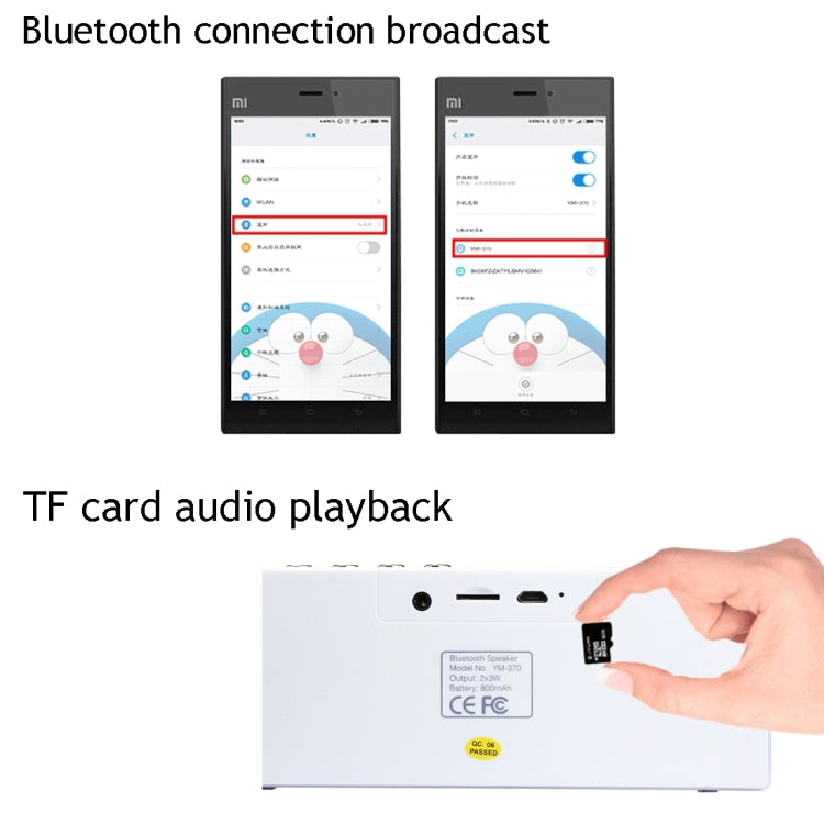 YM370 多機能Bluetoothスピーカー マイク付き、ハンズフリー通話＆TFカード対応