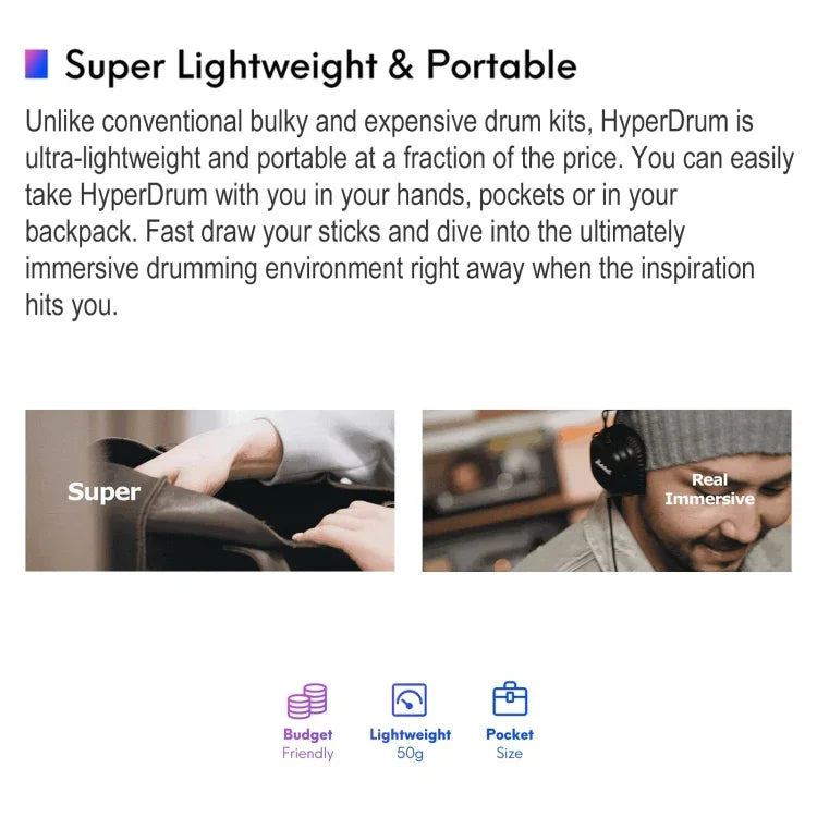 Hyperdrum 体感型バーチャルドラムキット スマートポータブル楽器、Hyperdrum 体感型バーチャルドラム