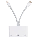 NK-107 Pro 3-in-1 USB-C / Type-C + 8ピンオス から USB + RJ45 + 8ピン充電メス インターフェースアダプター NK-107 Pro