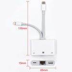 NK-107 Pro 3-in-1 USB-C / Type-C + 8ピンオス から USB + RJ45 + 8ピン充電メス インターフェースアダプター NK-107 Pro
