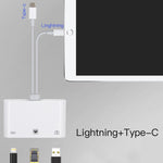 NK-107 Pro 3-in-1 USB-C / Type-C + 8ピンオス から USB + RJ45 + 8ピン充電メス インターフェースアダプター NK-107 Pro
