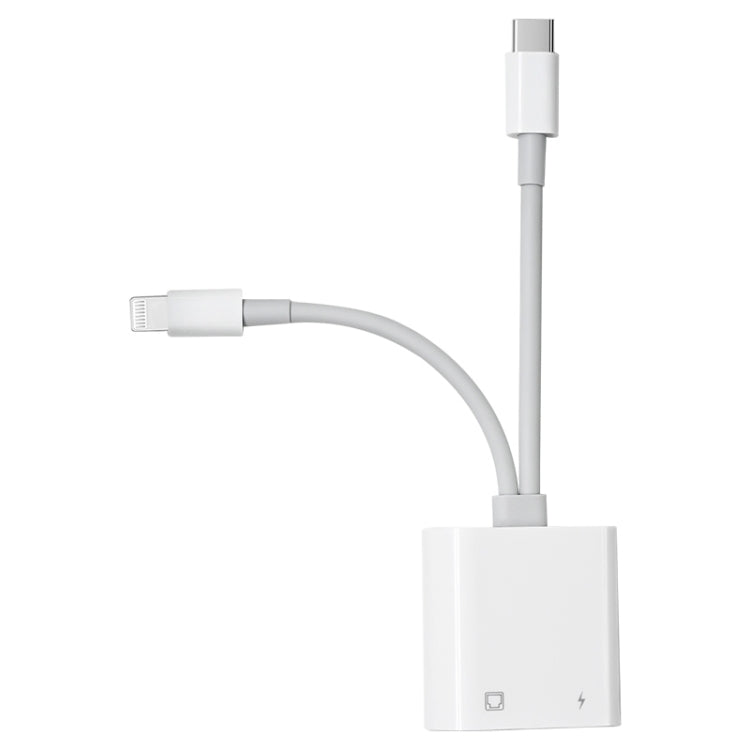 NK-1035 Pro 2-in-1 USB-C / Type-C + 8ピンオス から RJ45 + 8ピン充電メス インターフェースアダプター NK-1035 Pro