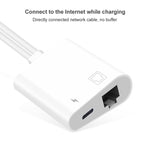 NK-1035 Pro 2-in-1 USB-C / Type-C + 8ピンオス から RJ45 + 8ピン充電メス インターフェースアダプター NK-1035 Pro