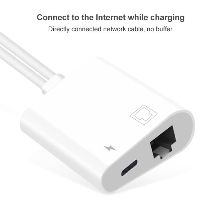 NK-1035 Pro 2-in-1 USB-C / Type-C + 8ピンオス から RJ45 + 8ピン充電メス インターフェースアダプター NK-1035 Pro