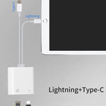 NK-1035 Pro 2-in-1 USB-C / Type-C + 8ピンオス から RJ45 + 8ピン充電メス インターフェースアダプター NK-1035 Pro