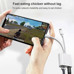 NK-1035 Pro 2-in-1 USB-C / Type-C + 8ピンオス から RJ45 + 8ピン充電メス インターフェースアダプター NK-1035 Pro