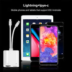 NK-1035 Pro 2-in-1 USB-C / Type-C + 8ピンオス から RJ45 + 8ピン充電メス インターフェースアダプター NK-1035 Pro