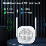COMFAST CF-WR765AC 1200Mbps デュアルバンド ワイヤレスリピーター アンプ 外部アンテナ付き、CF-WR765AC