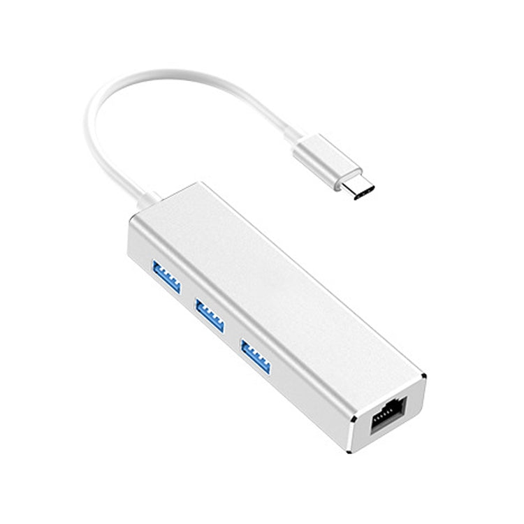 USB-C / Type-CからギガビットイーサネットRJ45＆3ポートUSB 3.0アダプターコンバーターハブ、コンピュータ外付けタブレット電話対応、ギガビットイーサネット