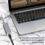 USB-C / Type-CからギガビットイーサネットRJ45＆3ポートUSB 3.0アダプターコンバーターハブ、コンピュータ外付けタブレット電話対応、ギガビットイーサネット