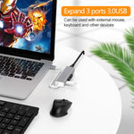 USB-C / Type-CからギガビットイーサネットRJ45＆3ポートUSB 3.0アダプターコンバーターハブ、コンピュータ外付けタブレット電話対応、ギガビットイーサネット