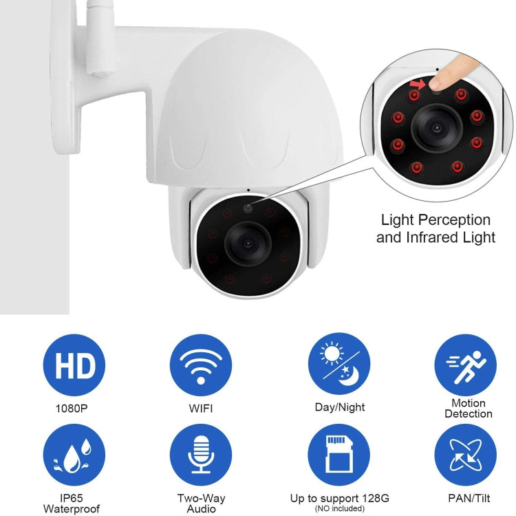 Tuya QX45 1080P フルHD IP65防水 2.4GワイヤレスIPカメラ モーション検知・双方向音声・ナイトビジョン・TFカード対応 AUプラグ モーション検知対応