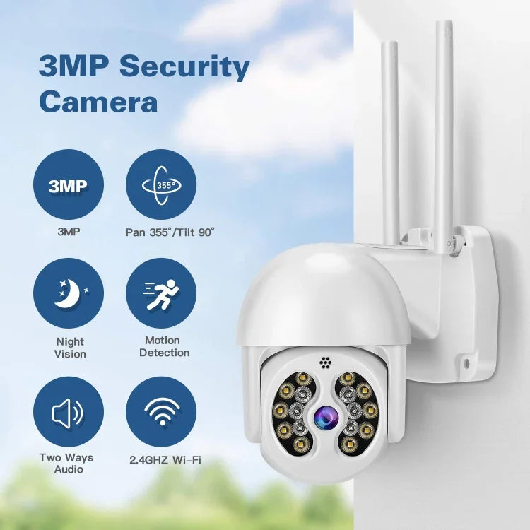 Tuya QX56 300万画素 IP66防水 2.4GワイヤレスIPカメラ Amazon Alexa & Google Home対応 モーション検知・双方向音声・フルカラーナイトビジョン・TFカード対応 EUプラグ Amazon Alexa & Google Home対応