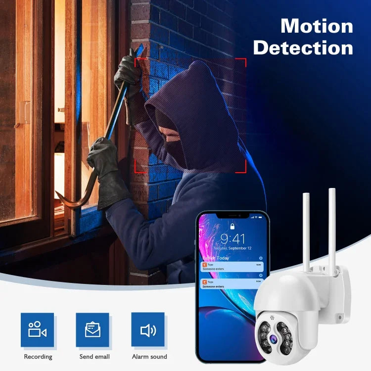 Tuya QX56 300万画素 IP66防水 2.4GワイヤレスIPカメラ Amazon Alexa & Google Home対応 モーション検知・双方向音声・フルカラーナイトビジョン・TFカード対応 EUプラグ Amazon Alexa & Google Home対応