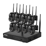 ESCAM WNK618 300万画素 8チャンネル ワイヤレスドームカメラ HD NVR セキュリティシステム、動体検知＆双方向音声＆フルカラーナイトビジョン＆TFカード対応、EUプラグ、WNK618