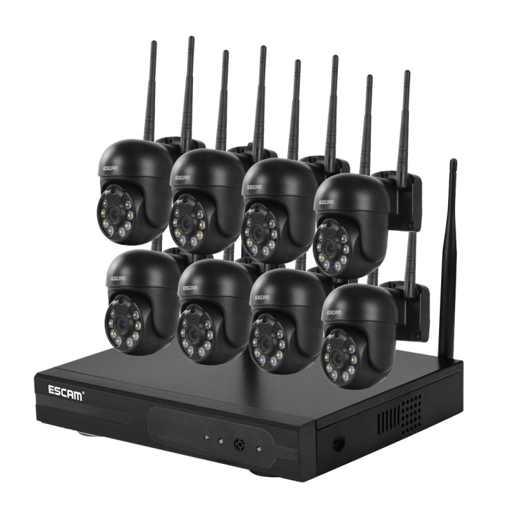 ESCAM WNK618 300万画素 8チャンネル ワイヤレスドームカメラ HD NVR セキュリティシステム、動体検知＆双方向音声＆フルカラーナイトビジョン＆TFカード対応、EUプラグ、WNK618